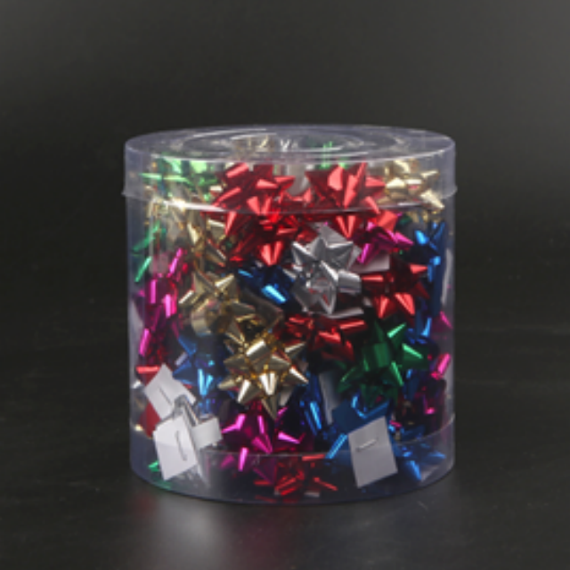 Durable PET Star-shaped Floral Decorations for Dimensional Gift Packaging And Party Decor.