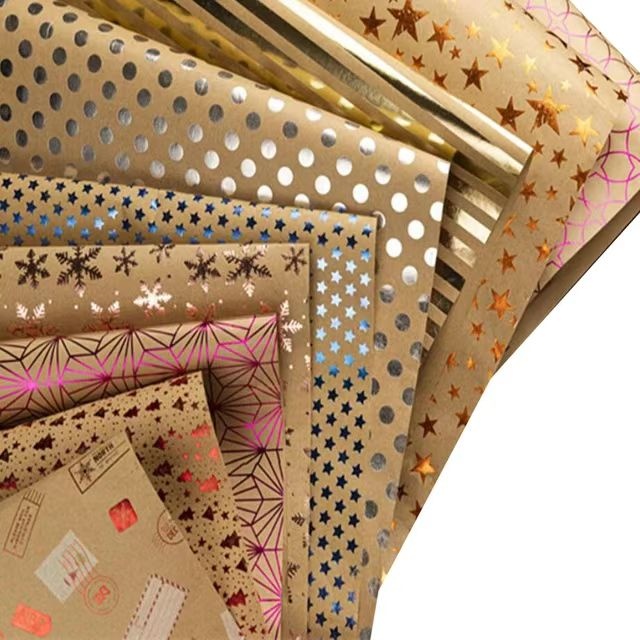 Wholesale Gold-foiled kraft paper for Elegant Hot Stamping Effects.