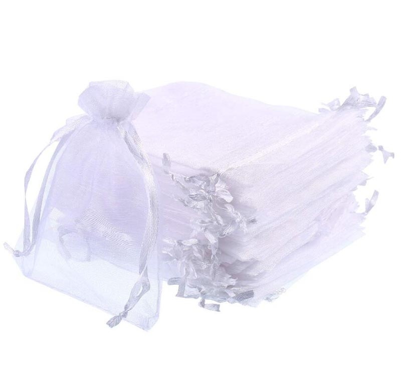 Bolsas de tela de organza transparente personalizadas, perfectas para regalos, bodas y empaques de joyer&iacute;a.