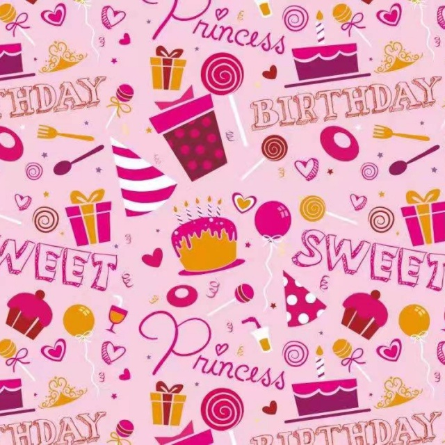 Premium glossy art paper featuring colorful birthday themes and celebration patterns for festive gift wrapping.