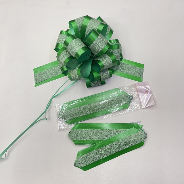 China Supply 50mm Double-layer Glitter Pom Bows for Premium Sparkling Gift Decorations.