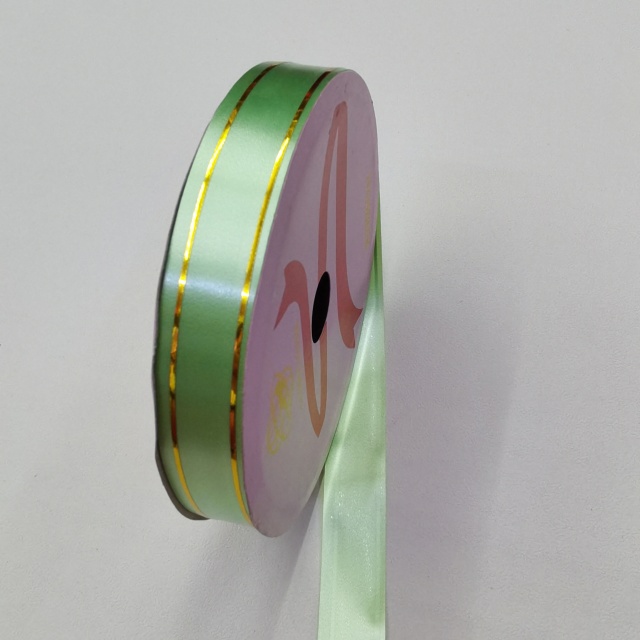 18mm wide luxury ribbon with elegant gold edge trimming for sophisticated packaging.