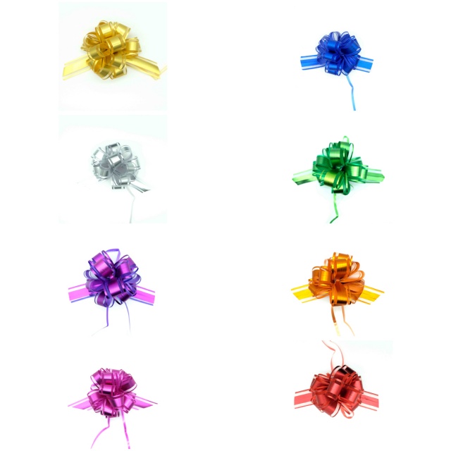 Soft gauze pom bows with delicate texture for elegant gift decoration.