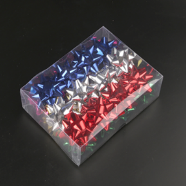 Durable PET Star-shaped Floral Decorations for Dimensional Gift Packaging And Party Decor.