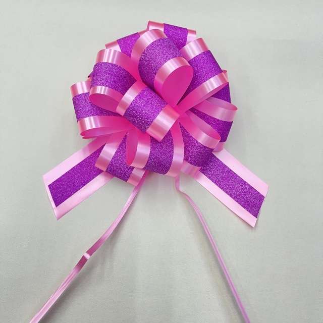 China Supply 50mm Double-layer Glitter Pom Bows for Premium Sparkling Gift Decorations.