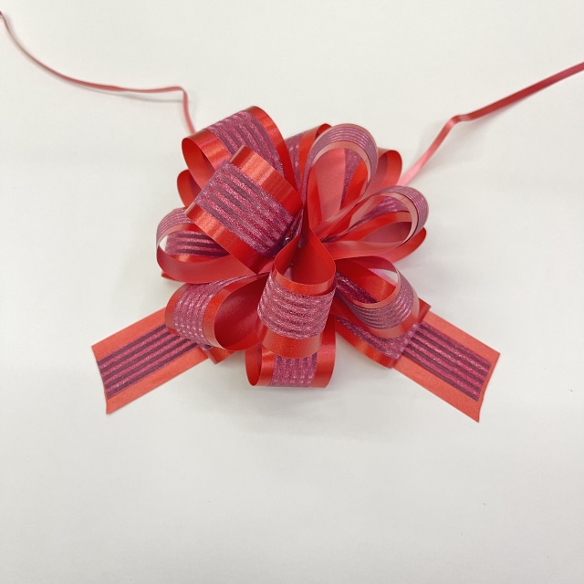 China Supplier Dimensional Striped Double-layer Pom Bows for Luxurious Gift Presentations.