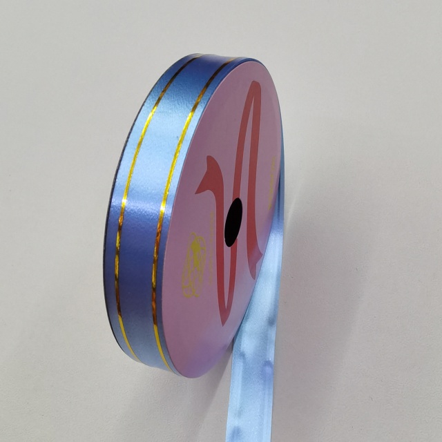 China 18mm Wide Luxury Ribbon with Elegant Gold Edge Trimming for Sophisticated Packaging.