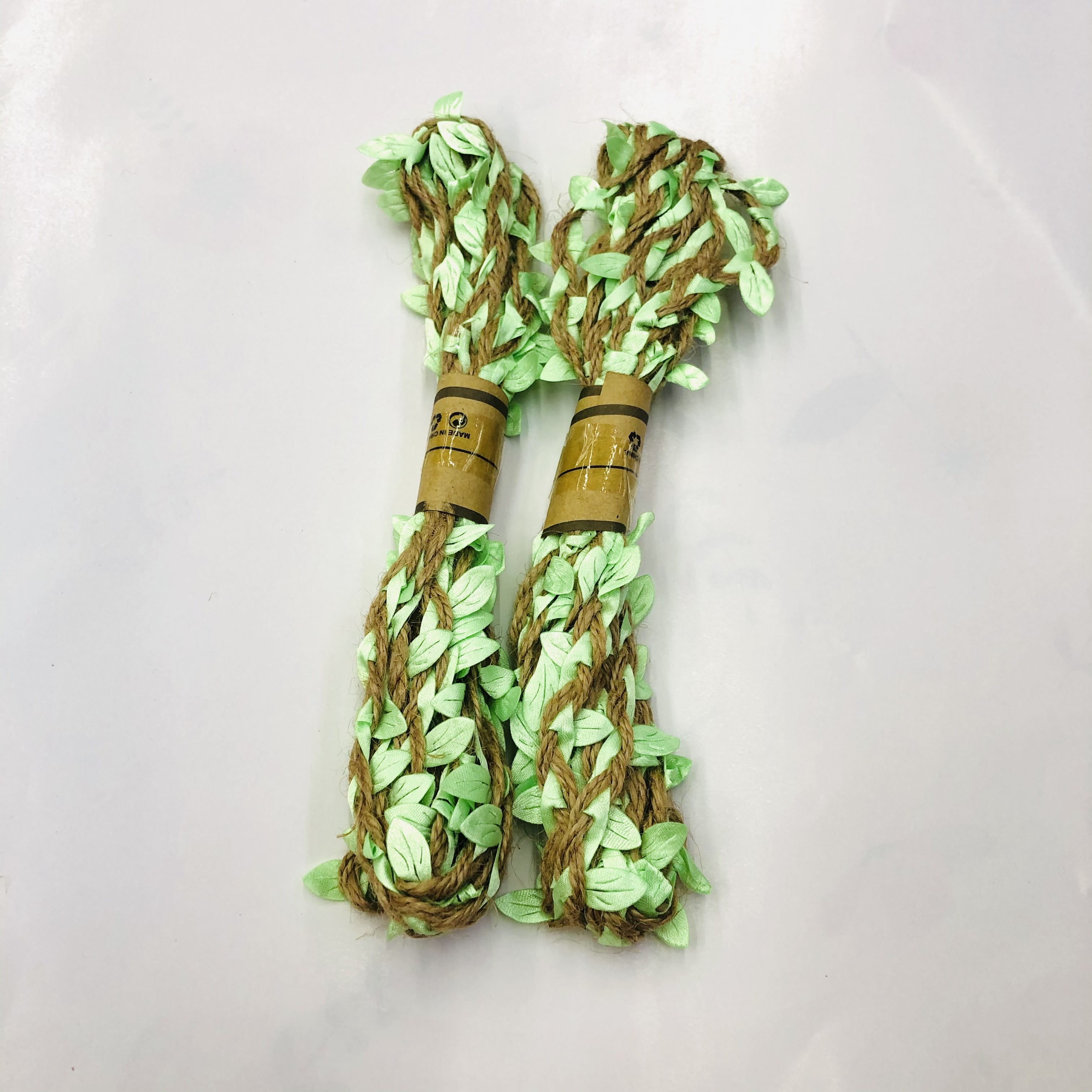 Vibrant Leaf-patterned Hemp Rope for Decorative Crafts And Sustainable Packaging.